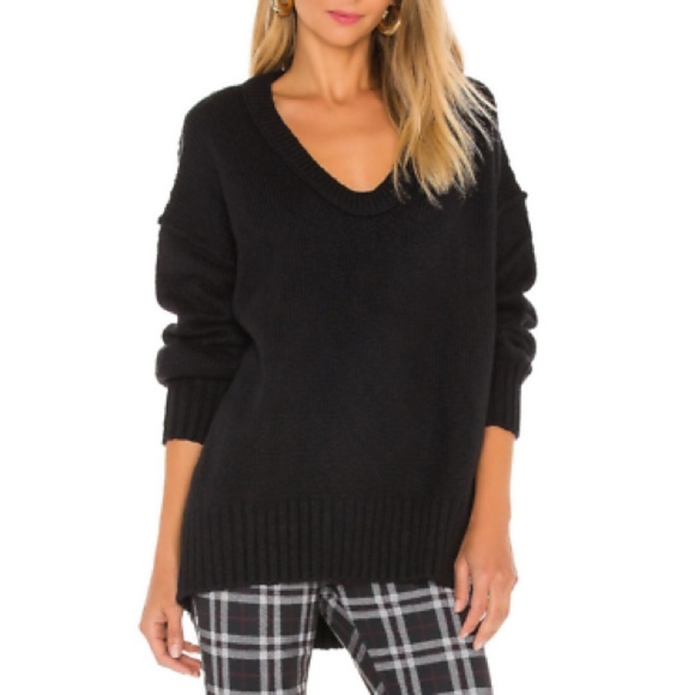 Free People Women's Black Long Sleeve Brookside Tunic OVERSIZE Sweater XS - Picture 2 of 6